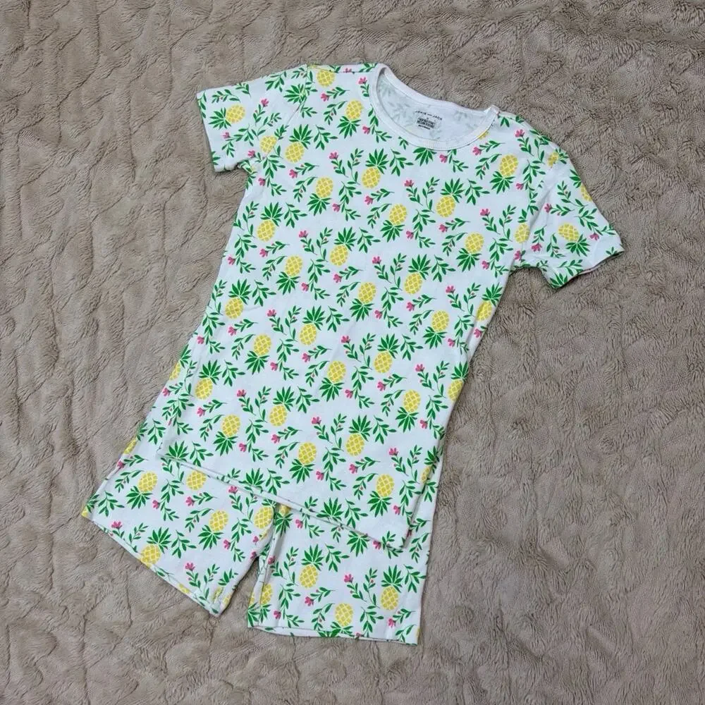 Janie and Jack Girls Pineapple Print Short Sleeve Pajama Set NWOT Size 12